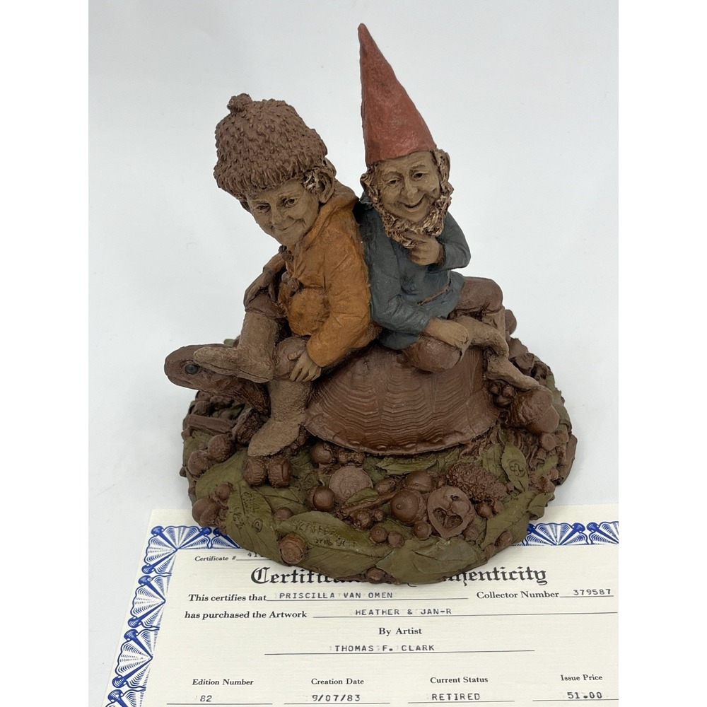 Tom Clark Heather and Jan Gnomes Riding Turtle Resin Figure 1983 Edition 82 COA